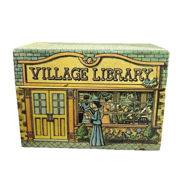 Vintage Tin Metal Recipe Box, 1979 Chein Industries Village Library Kitchen Use - Picture 1 of 14